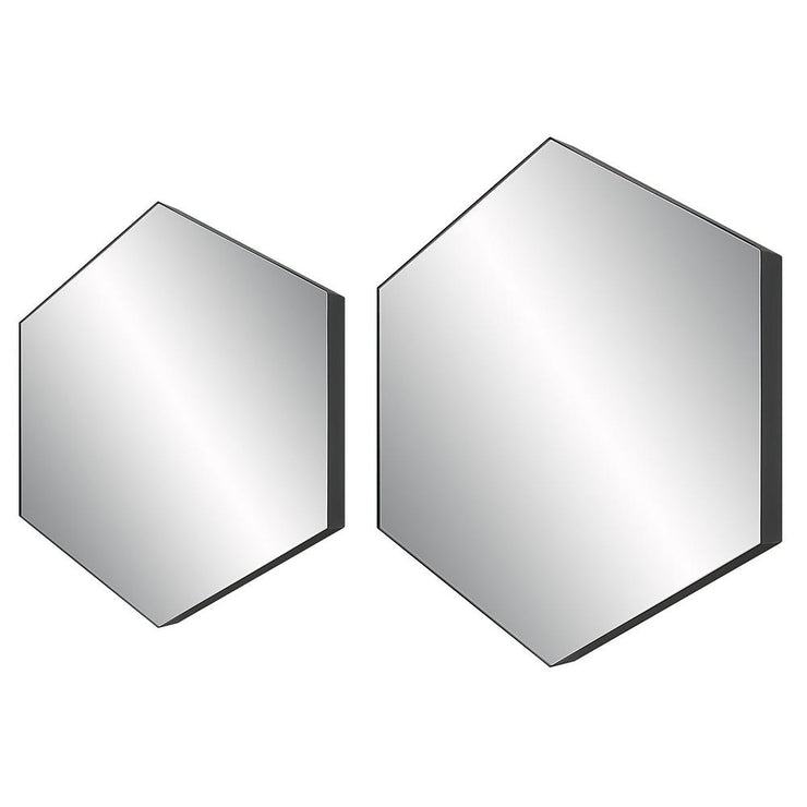 Uttermost Amaya Soft Matte Black Hexagon Mirrors ~ Set Of 2