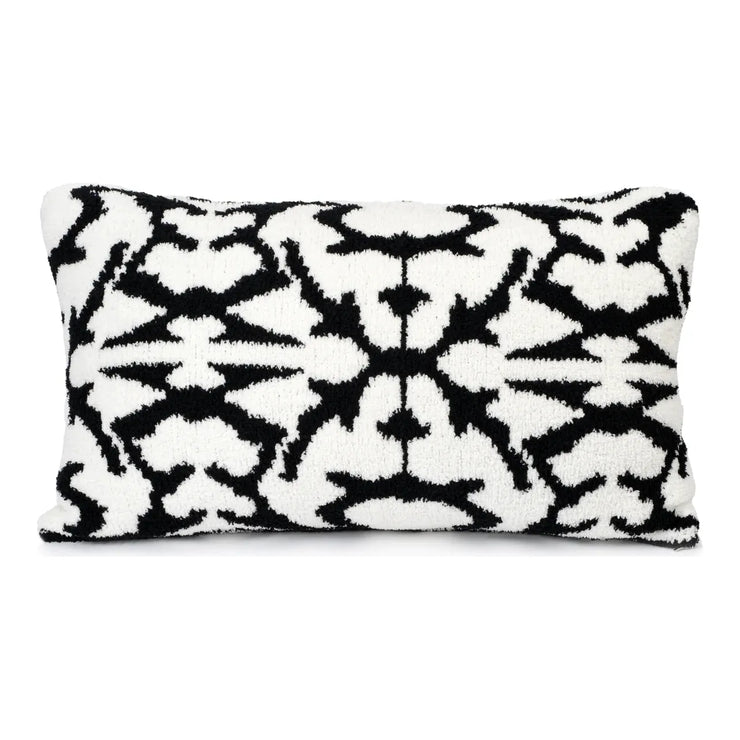 Kashwere Ultra Soft Black with Crème 16 x 28 Plush Damask Pillow