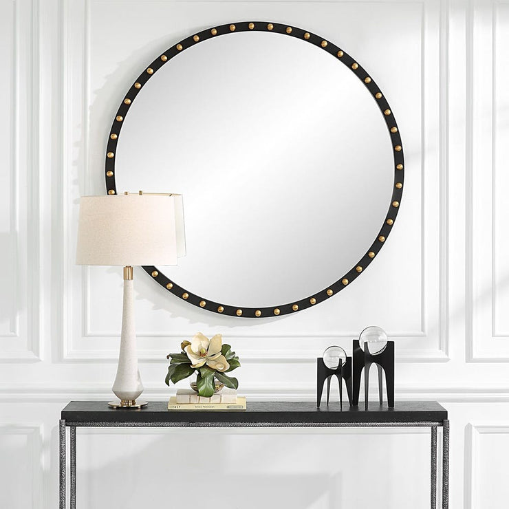 Uttermost Sele Matte Black Oversized Round Mirror