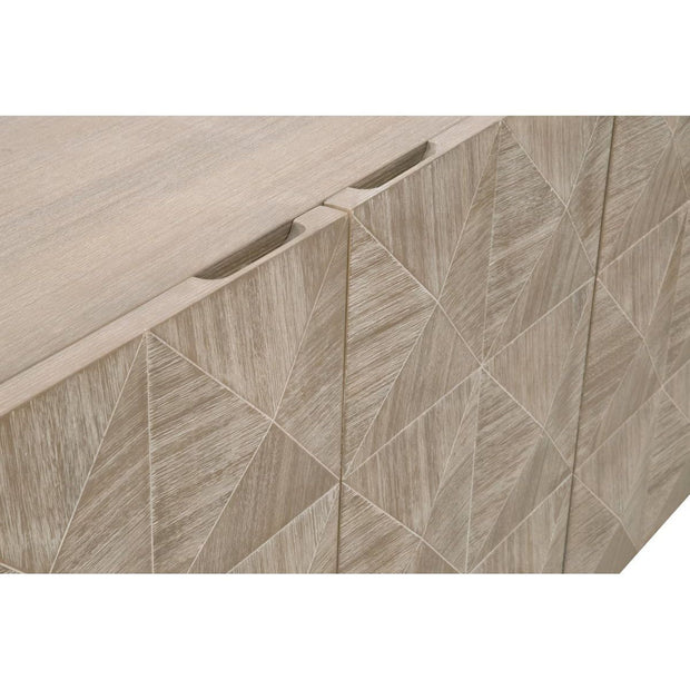 Essentials For Living Atlas Natural Gray Acacia With Brushed Stainless Steel Media Sideboard