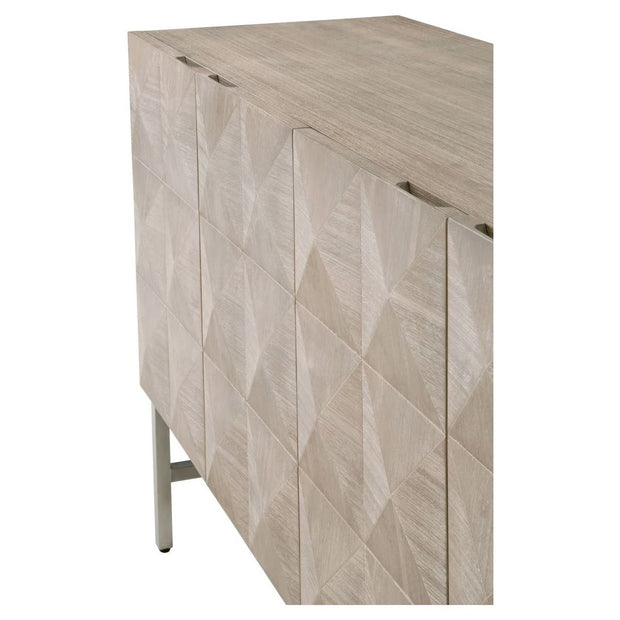 Essentials For Living Atlas Natural Gray Acacia With Brushed Stainless Steel Media Sideboard