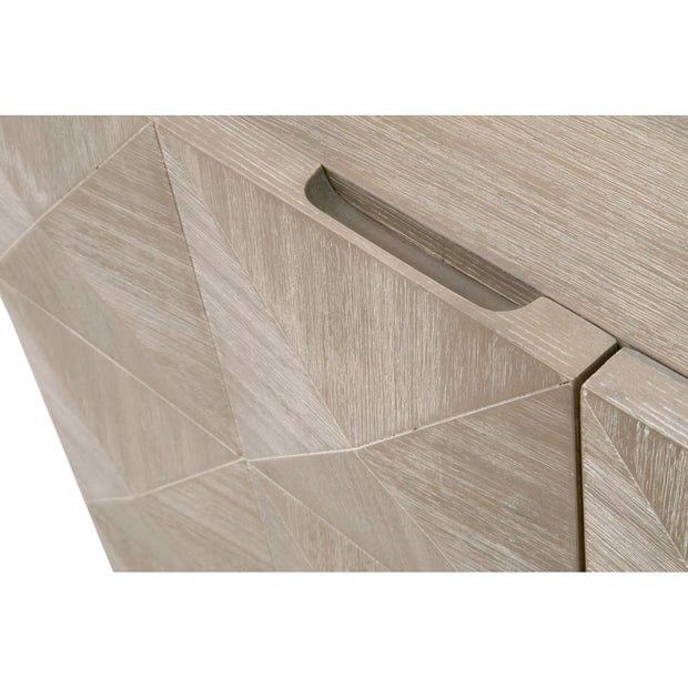 Essentials For Living Atlas Natural Gray Acacia With Brushed Stainless Steel Media Sideboard