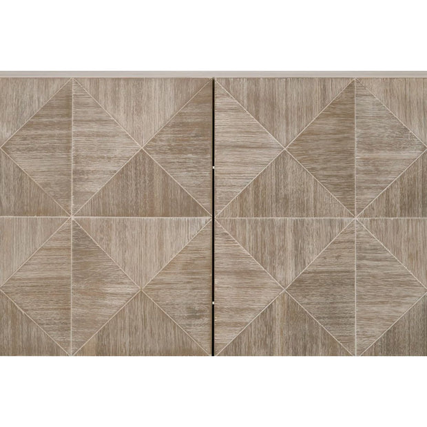 Essentials For Living Atlas Natural Gray Acacia With Brushed Stainless Steel Media Sideboard