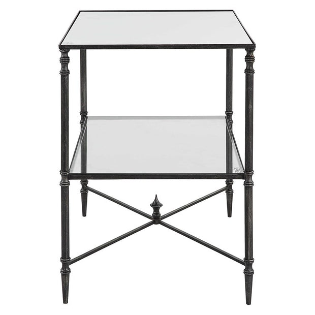 Uttermost Henzler Mirrored Top With Iron Base End Table