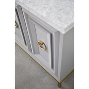 Essentials For Living Azure Carrera White Carrera Marble Dove Gray With Brushed Gold Media Sideboard