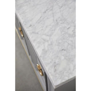 Essentials For Living Azure Carrera White Carrera Marble Dove Gray With Brushed Gold Media Sideboard