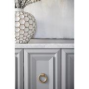 Essentials For Living Azure Carrera White Carrera Marble Dove Gray With Brushed Gold Media Sideboard