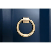 Essentials For Living Azure Carrera White Carrera Marble, Navy Blue With Brushed Gold Media Sideboard