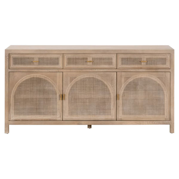 Essentials For Living Cane Smoke Gray Oak With Smoke Gray Cane Media Sideboard