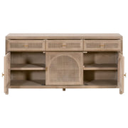 Essentials For Living Cane Smoke Gray Oak With Smoke Gray Cane Media Sideboard