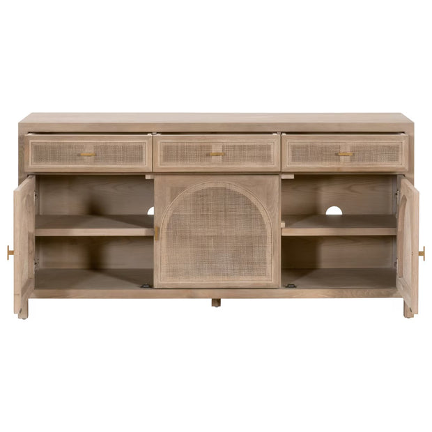 Essentials For Living Cane Smoke Gray Oak With Smoke Gray Cane Media Sideboard
