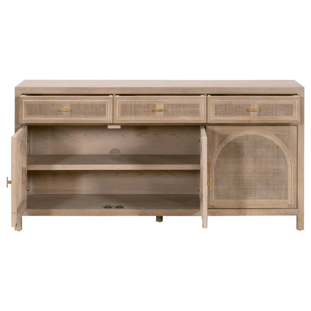 Essentials For Living Cane Smoke Gray Oak With Smoke Gray Cane Media Sideboard