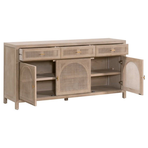 Essentials For Living Cane Smoke Gray Oak With Smoke Gray Cane Media Sideboard