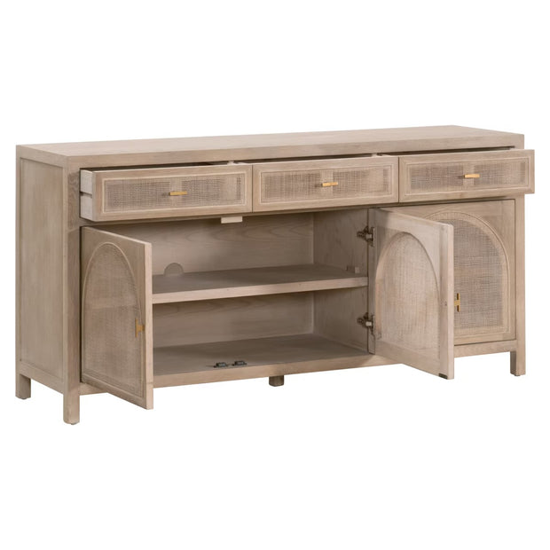 Essentials For Living Cane Smoke Gray Oak With Smoke Gray Cane Media Sideboard