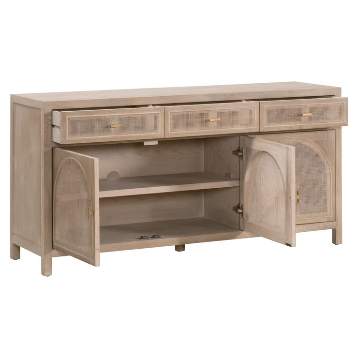Essentials For Living Cane Smoke Gray Oak With Smoke Gray Cane Media Sideboard