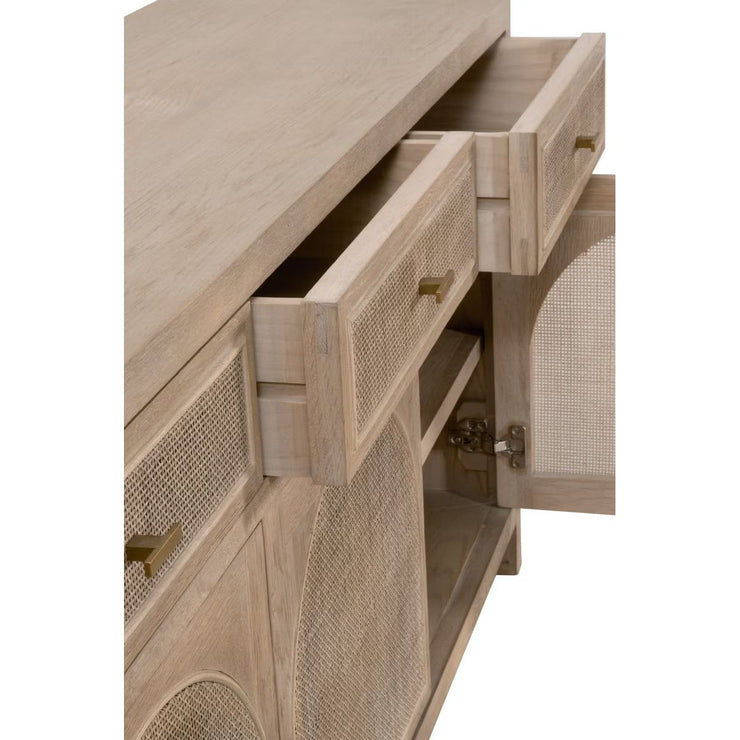Essentials For Living Cane Smoke Gray Oak With Smoke Gray Cane Media Sideboard