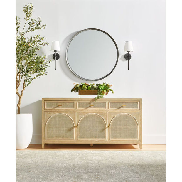 Essentials For Living Cane Smoke Gray Oak With Smoke Gray Cane Media Sideboard