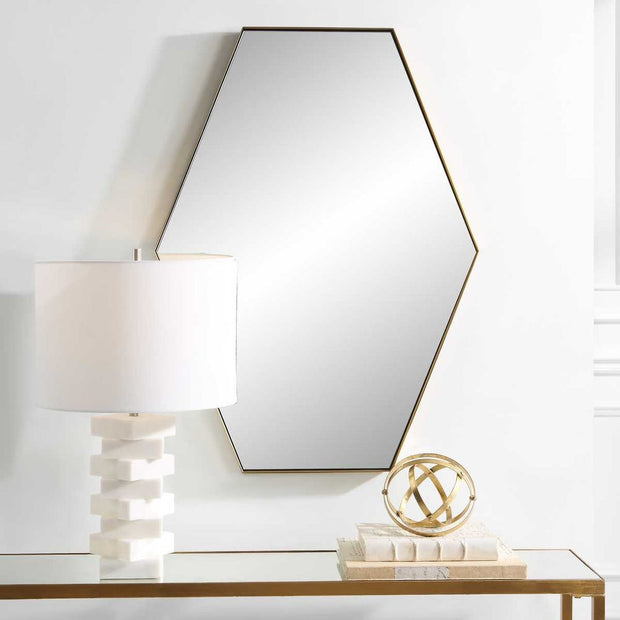 Uttermost Ankara Hexagon Brushed Brass Mirror