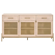 Essentials For Living Dwell Light Honey Oak With Brushed Gold Media Sideboard