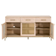 Essentials For Living Dwell Light Honey Oak With Brushed Gold Media Sideboard