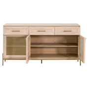 Essentials For Living Dwell Light Honey Oak With Brushed Gold Media Sideboard