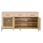 Essentials For Living Dwell Light Honey Oak With Brushed Gold Media Sideboard