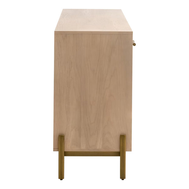 Essentials For Living Dwell Light Honey Oak With Brushed Gold Media Sideboard