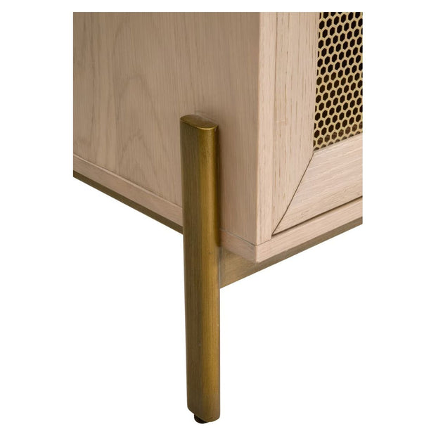 Essentials For Living Dwell Light Honey Oak With Brushed Gold Media Sideboard