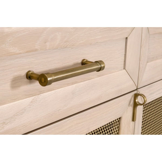 Essentials For Living Dwell Light Honey Oak With Brushed Gold Media Sideboard