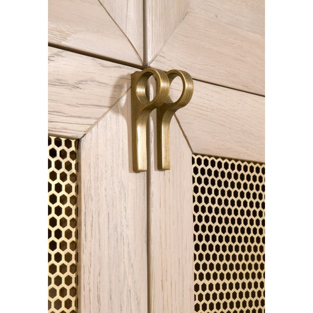 Essentials For Living Dwell Light Honey Oak With Brushed Gold Media Sideboard