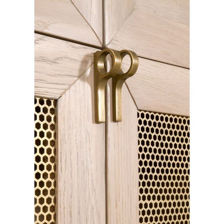Essentials For Living Dwell Light Honey Oak With Brushed Gold Media Sideboard