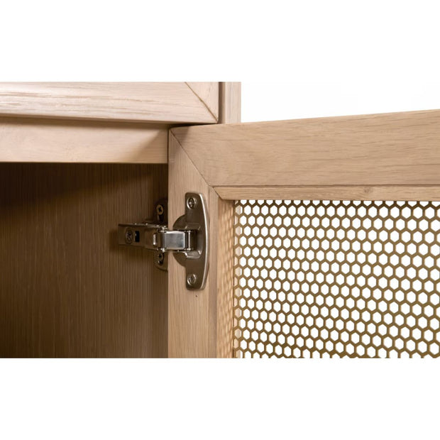 Essentials For Living Dwell Light Honey Oak With Brushed Gold Media Sideboard