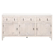 Essentials For Living Emerie White Wash Pine With White Quartz Media Sideboard