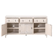 Essentials For Living Emerie White Wash Pine With White Quartz Media Sideboard