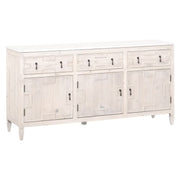 Essentials For Living Emerie White Wash Pine With White Quartz Media Sideboard