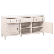 Essentials For Living Emerie White Wash Pine With White Quartz Media Sideboard