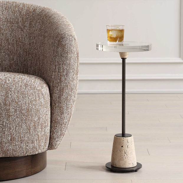 Uttermost Arthur Crystal and Travertine Drink Table