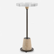 Uttermost Arthur Crystal and Travertine Drink Table