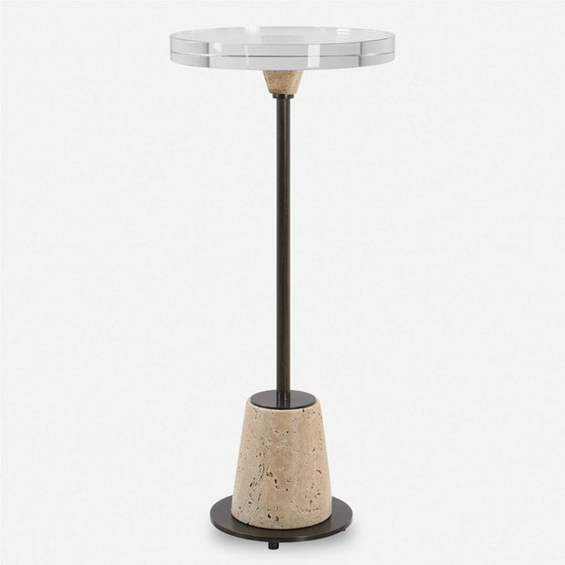 Uttermost Arthur Crystal and Travertine Drink Table