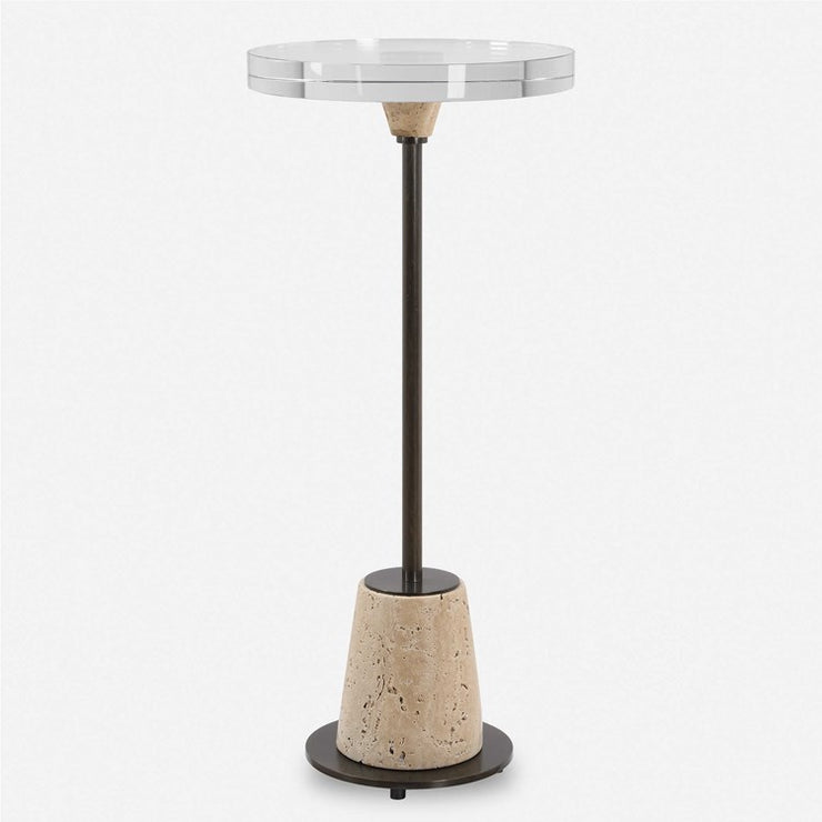 Uttermost Arthur Crystal and Travertine Drink Table