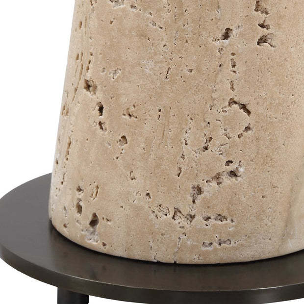 Uttermost Arthur Crystal and Travertine Drink Table