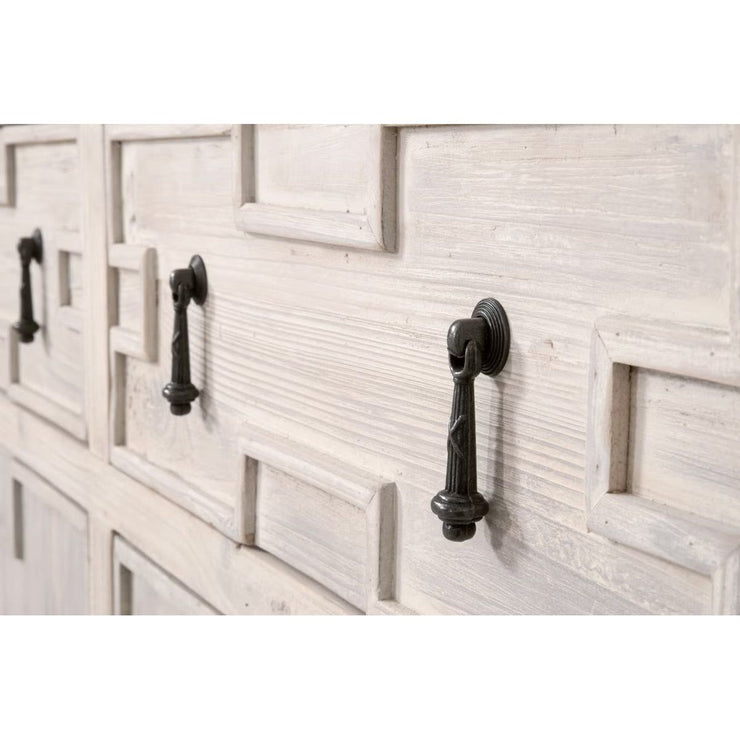 Essentials For Living Emerie White Wash Pine With White Quartz Media Sideboard