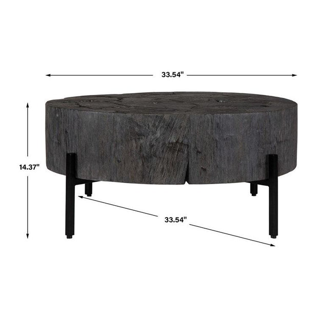 Uttermost Adjoin Rustic Black Teakwood With Iron Round Coffee Table