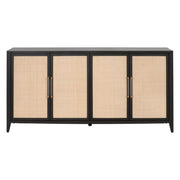 Essentials For Living Holland Brushed Black Acacia With Natural Rattan Media Sideboard