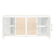 Essentials For Living Holland Matte White With Natural Rattan Media Sideboard