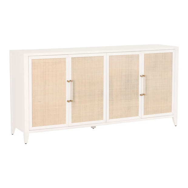 Essentials For Living Holland Matte White With Natural Rattan Media Sideboard