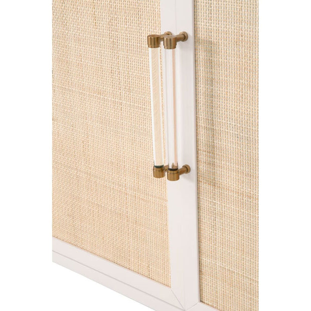 Essentials For Living Holland Matte White With Natural Rattan Media Sideboard