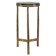 Uttermost Eternity Textured Art Glass Top With Antique Brass Modern Round Accent Table