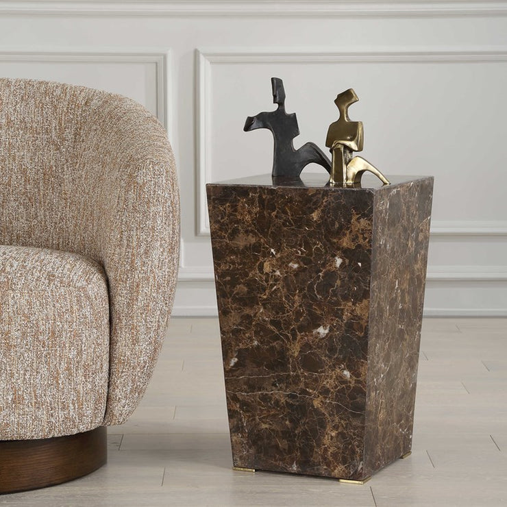Uttermost Poe Brown Marble Side Table