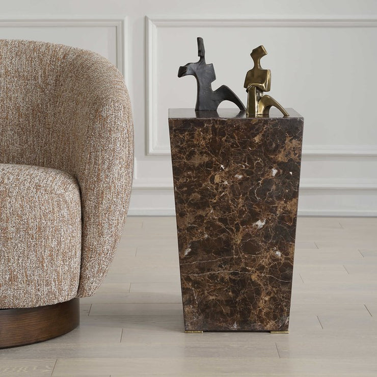 Uttermost Poe Brown Marble Side Table
